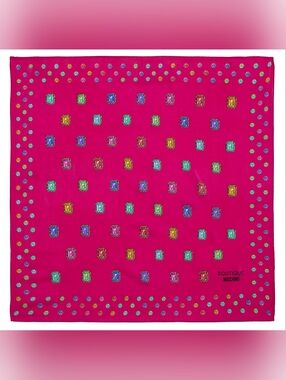 Moschino Bright Pink Jeweled Motif Scarf
